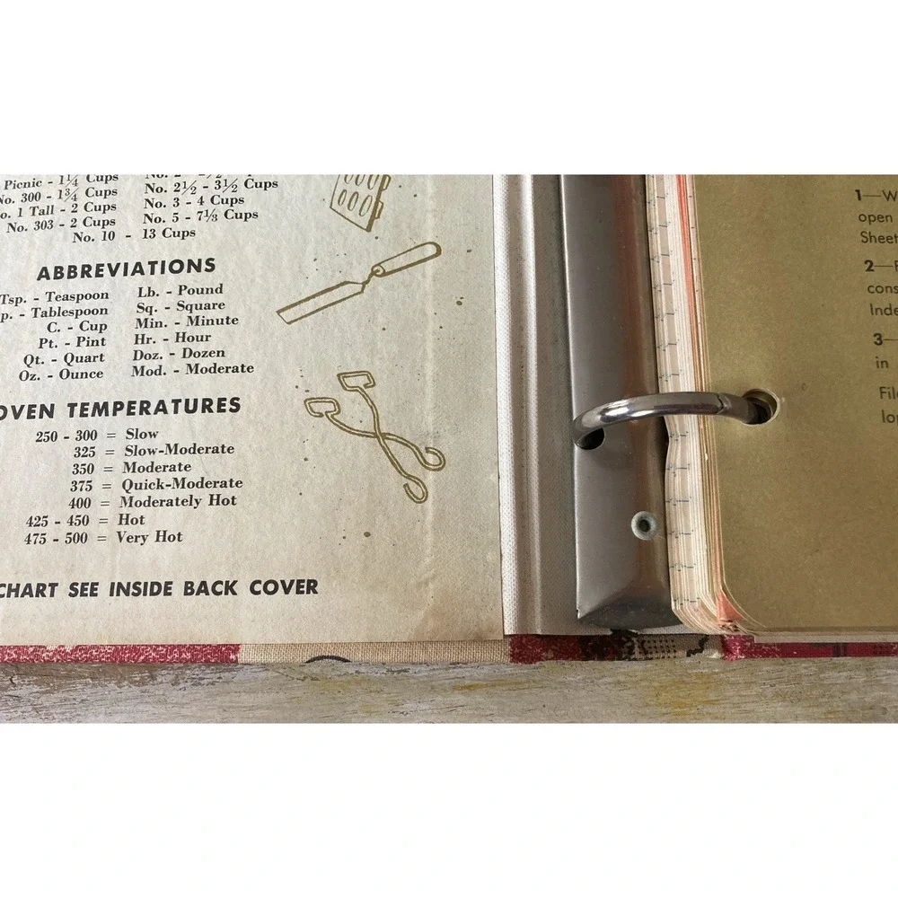 Vintage kitchen cooking storage loose leaf notebook  My Recipie Book 1950s 1960s